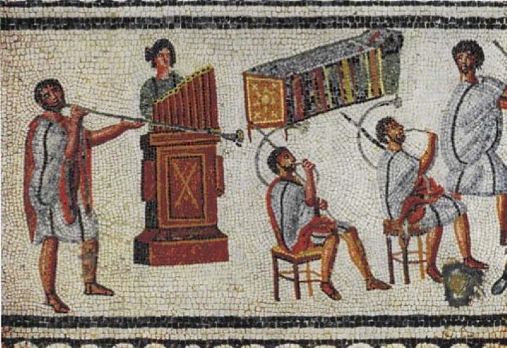 Музыканты на древнеримской мозаике